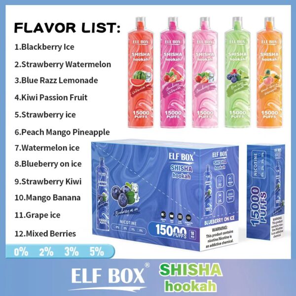 ELF BOX LS15000 Puff Shisha Vízipipa 0% 2% 5% Nikotin Újratölthető Eldobható Vape Nagyker - HelpVape - 2