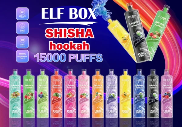 ELF BOX LS15000 Puff Shisha Vízipipa 0% 2% 5% Nikotinos Újratölthető Eldobható Vape Nagyker - HelpVape - 1