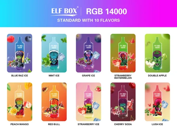 ELF BOX RGB14000 Rookwolken 0% 2% 3% 5% Nicotine Oplaadbare Wegwerp Vape Groothandel - HelpVape - 2