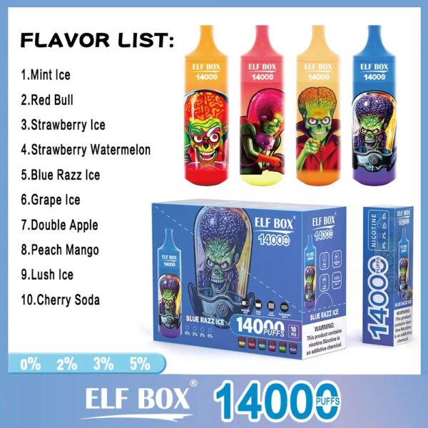 ELF BOX RGB14000 Rookwolken 0% 2% 3% 5% Nicotine Oplaadbare Wegwerp Vape Groothandel - HelpVape - 8