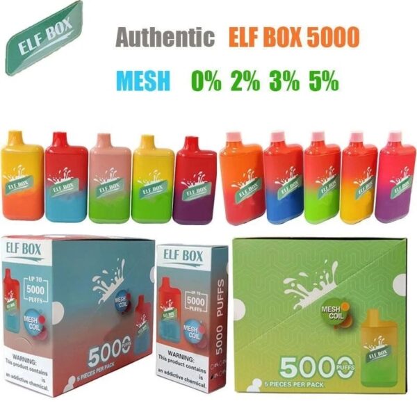 ELF BOX 5000 šluků 0% 2% 3% 5% Nikotinová jednorázová vapka Autentická E cigaretová pera Velkoobchod - HelpVape - 3