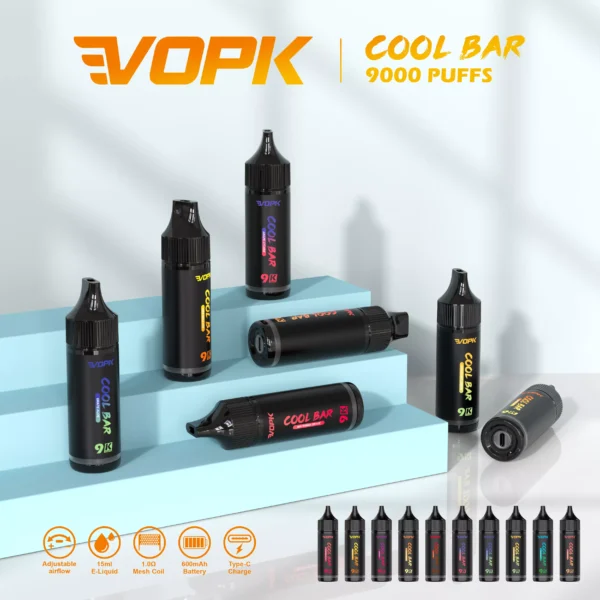 VOPK COOL BAR-9000 PUFFS 0% 2% 3% 5% Nicotine Disponibel Vape grossist - HelpVape - 1
