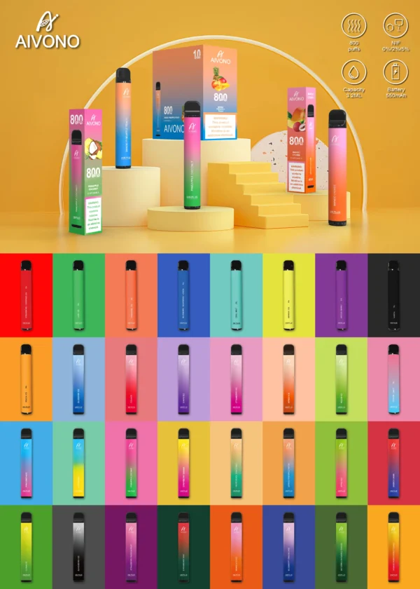 AIVONO AIM PLUS 800 Puffs 0% 2% 5% Vapes desechables recargables con bajo contenido de nicotina Compra a granel al por mayor - HelpVape - 17