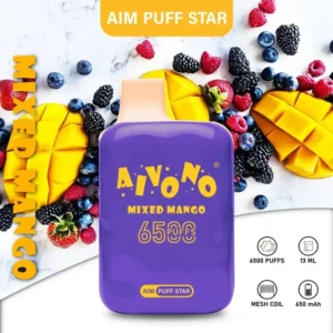 AIVONO AIM PUFFSTAR 6500 Puffs 0% 2% 5% Low Nicotine Rechargeable Disposable Vapes Pen Bulk Buy Wholesale - HelpVape - 12
