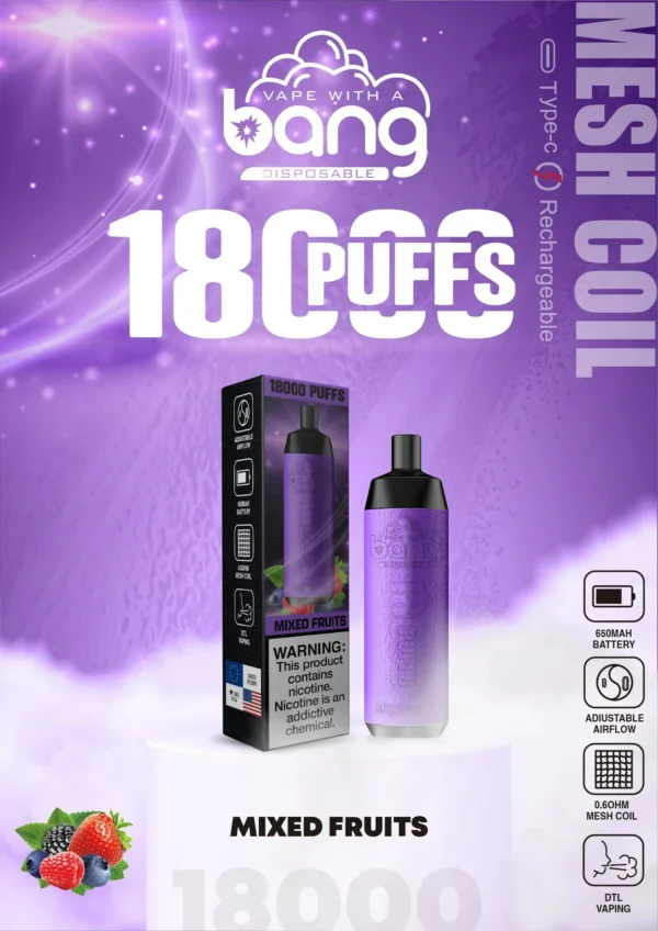 Bang Crown Bar 18000 Puffs 0% 2% 3% 5% Penna per vaporizzatori usa e getta ricaricabile a basso contenuto di nicotina all'ingrosso Acquista all'ingrosso - HelpVape - 15