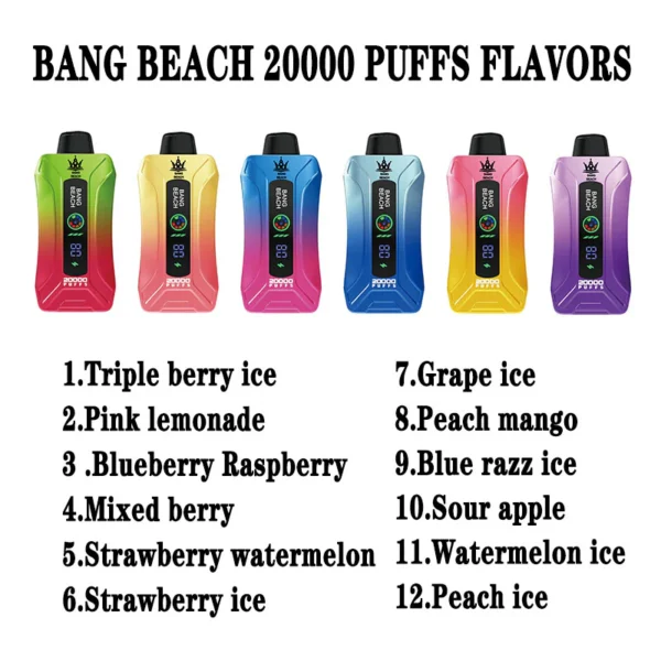 Bang Beach 20000 Puffs 0% 2% 3% 5% Перезаряжаемые одноразовые ручки для электронных сигарет с низким содержанием никотина Купить оптом - HelpVape - 12