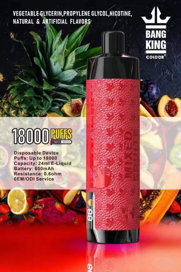 Bang King Crown Bar 18000 Puffs 0% 2% 3% 5% Alacsony nikotintartalmú újratölthető eldobható Vapes Pen Tömeges vásárlás Nagyker - HelpVape - 6