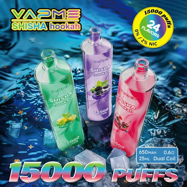 Vapme Shisha Szisza 15000 Zaciągnięć 0% 2% Nikotynowe Akumulatory Jednorazowe Vape Luzem kup hurtowo - HelpVape - 1