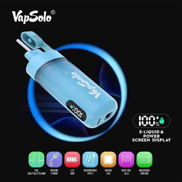 Vapsolo Tornado Pro 12000 Puffs 2% 5% Low Nicotine Rechargeable Disposable Vapes Pen Bulk Buy Wholesale - HelpVape - 8