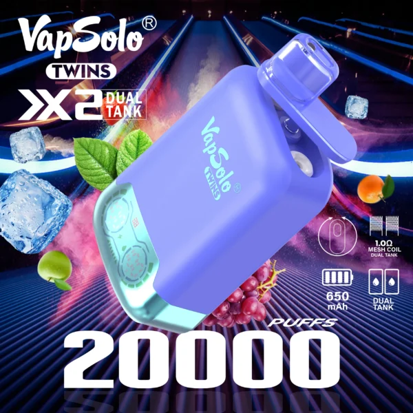 VapSolo Twins 20000 Puff-uri 2% 5% Stilo vape reîncărcabil de unică folosință cu conținut scăzut de nicotină Cumpărați cu ridicata - HelpVape - 2