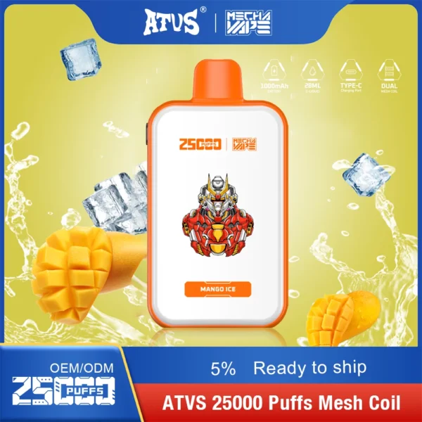 ATVS 25000 Puffs Dual Mesh 5% Stylo à vape jetable rechargeable à faible teneur en nicotine Acheter en gros - HelpVape - 13