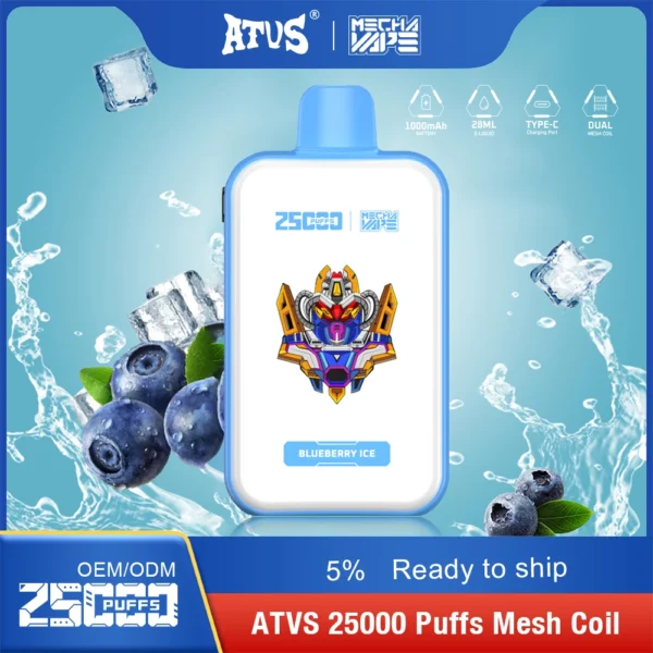 ATVS 25000 Puffs Dual Mesh 5% Stylo à vape jetable rechargeable à faible teneur en nicotine Acheter en gros - HelpVape - 12