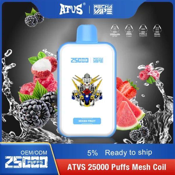 ATVS 25000 Puffs Dual Mesh 5% Stylo à vape jetable rechargeable à faible teneur en nicotine Acheter en gros - HelpVape - 10