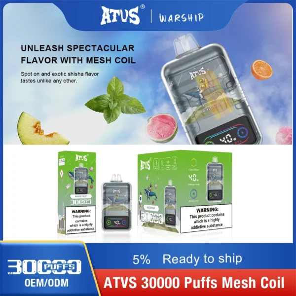 ATVS 30000 Puffs Dual Mesh 5% Stylo à vape jetable rechargeable à faible teneur en nicotine Acheter en gros - HelpVape - 9