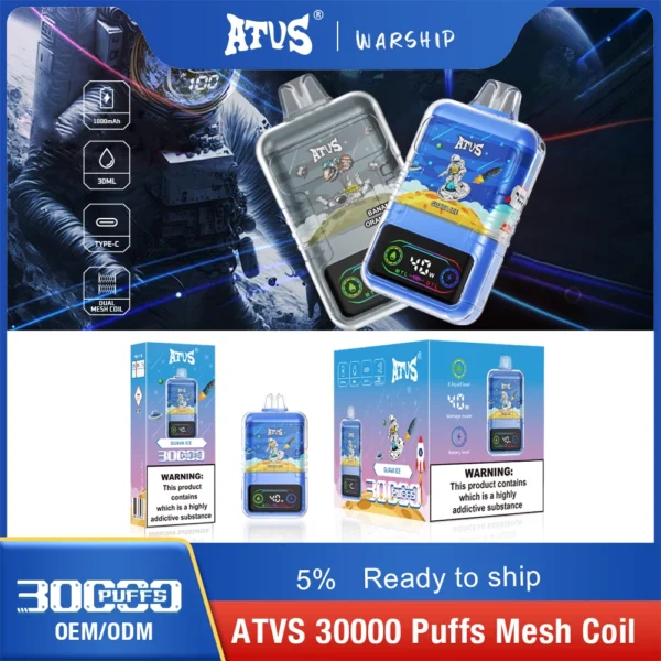 ATVS 30000 Puffs Dual Mesh 5% Stylo à vape jetable rechargeable à faible teneur en nicotine Acheter en gros - HelpVape - 8