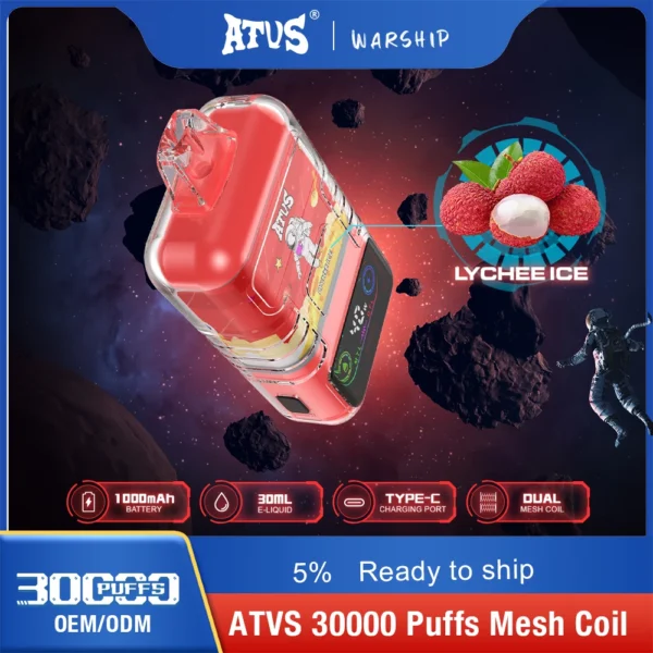 ATVS 30000 Puffs Dual Mesh 5% Stylo à vape jetable rechargeable à faible teneur en nicotine Acheter en gros - HelpVape - 5