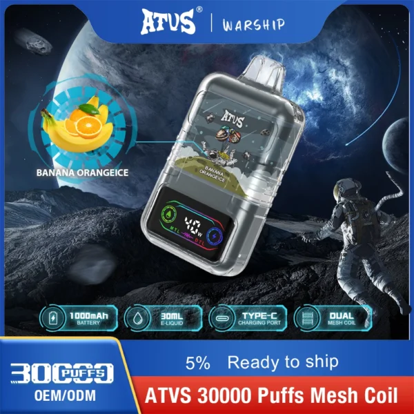 ATVS 30000 Puffs Dual Mesh 5% Stylo à vape jetable rechargeable à faible teneur en nicotine Acheter en gros - HelpVape - 4