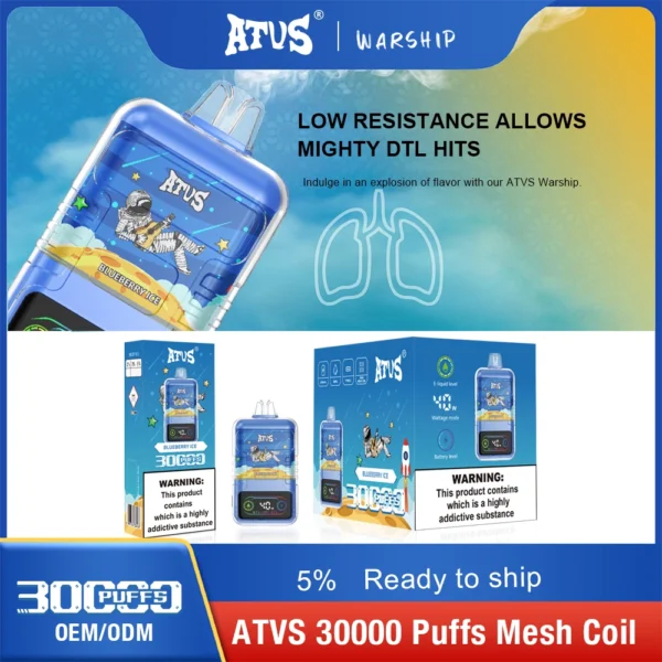 ATVS 30000 Puffs Dual Mesh 5% Stylo à vape jetable rechargeable à faible teneur en nicotine Acheter en gros - HelpVape - 10