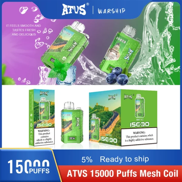 Atvs 15000 Puffs 5% Stylo à vape jetable rechargeable à faible teneur en nicotine Acheter en gros - HelpVape - 11