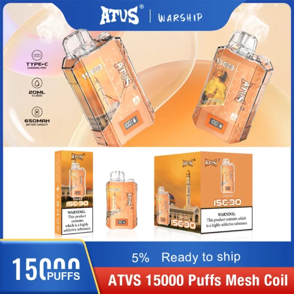 Atvs 15000 Puffs 5% Stylo à vape jetable rechargeable à faible teneur en nicotine Acheter en gros - HelpVape - 10