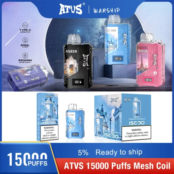 Atvs 15000 Puffs 5% Stylo à vape jetable rechargeable à faible teneur en nicotine Acheter en gros - HelpVape - 9