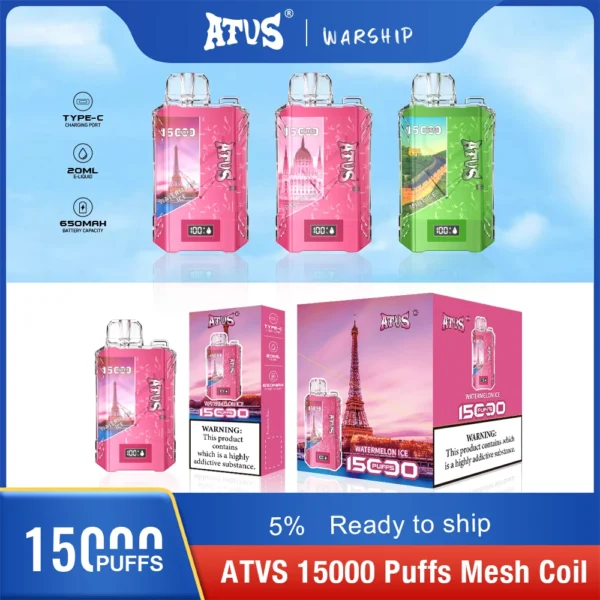 Atvs 15000 Puffs 5% Stylo à vape jetable rechargeable à faible teneur en nicotine Acheter en gros - HelpVape - 8