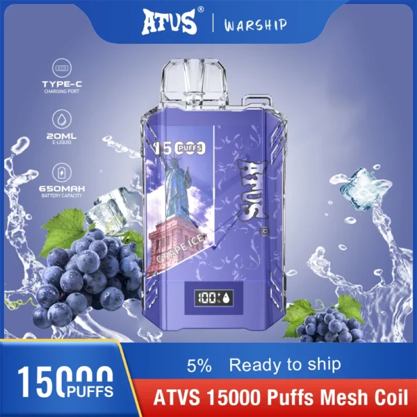 Atvs 15000 Puffs 5% Stylo à vape jetable rechargeable à faible teneur en nicotine Acheter en gros - HelpVape - 7