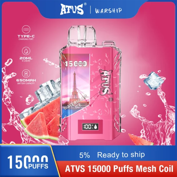 Atvs 15000 Puffs 5% Stylo à vape jetable rechargeable à faible teneur en nicotine Acheter en gros - HelpVape - 6