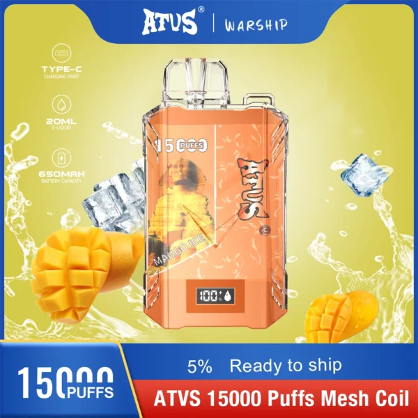 Atvs 15000 Puffs 5% Stylo à vape jetable rechargeable à faible teneur en nicotine Acheter en gros - HelpVape - 5