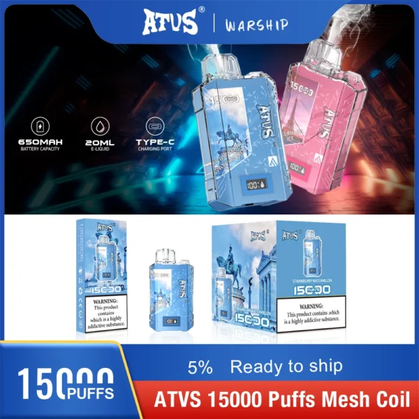 Atvs 15000 Puffs 5% Stylo à vape jetable rechargeable à faible teneur en nicotine Acheter en gros - HelpVape - 3