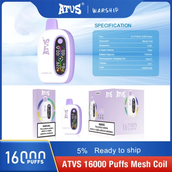 Atvs 16000 Puffs 2% 5% Stylo à vape jetable rechargeable à faible teneur en nicotine Acheter en gros - HelpVape - 11