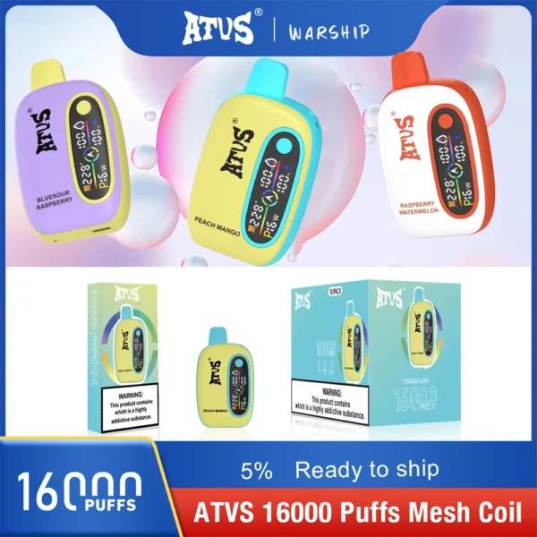 Atvs 16000 Puffs 2% 5% Stylo à vape jetable rechargeable à faible teneur en nicotine Acheter en gros - HelpVape - 5