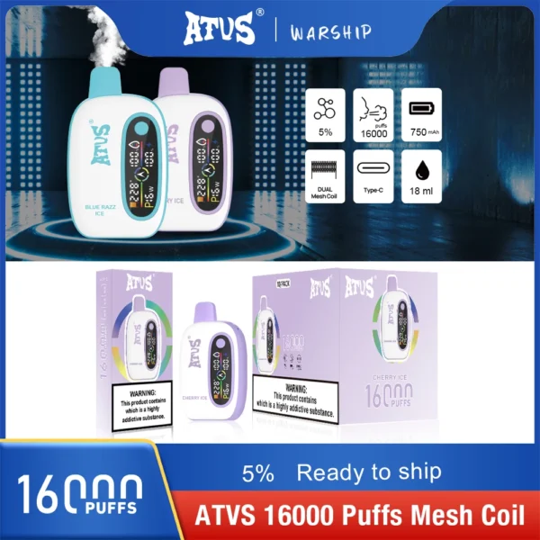 Atvs 16000 Puffs 2% 5% Stylo à vape jetable rechargeable à faible teneur en nicotine Acheter en gros - HelpVape - 4