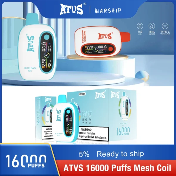 Atvs 16000 Puffs 2% 5% Stylo à vape jetable rechargeable à faible teneur en nicotine Acheter en gros - HelpVape - 3