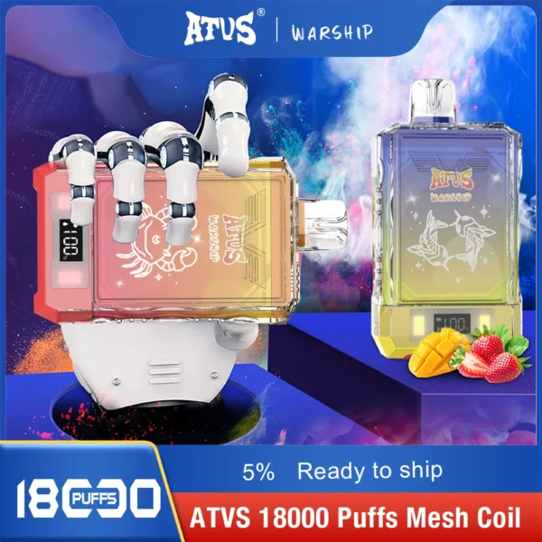 Atvs Warship 18000 Puffs 5% Stylo à vape jetable rechargeable à faible teneur en nicotine Acheter en gros - HelpVape - 10