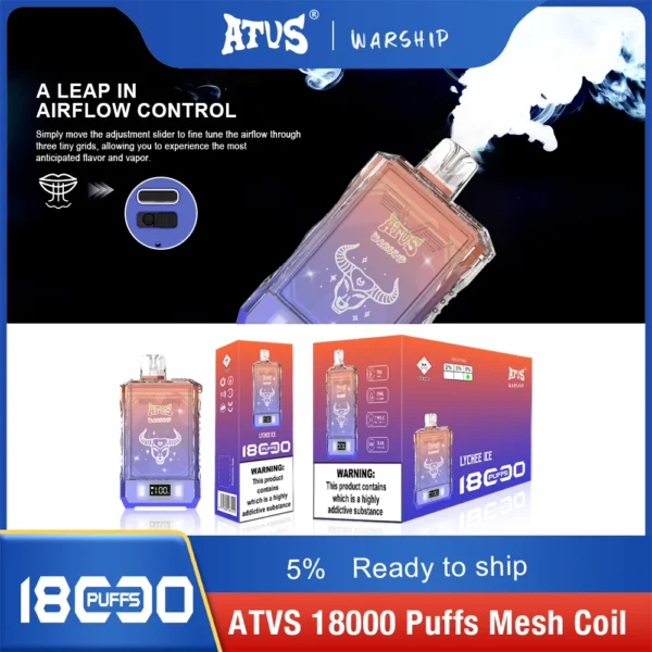 Atvs Warship 18000 Puffs 5% Stylo à vape jetable rechargeable à faible teneur en nicotine Acheter en gros - HelpVape - 8