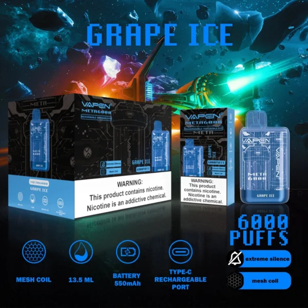 VAPEN Meta 6000 Puffs 2% 5% Перезаряжаемые одноразовые ручки для электронных сигарет с низким содержанием никотина, оптовая покупка оптом - HelpVape - 5