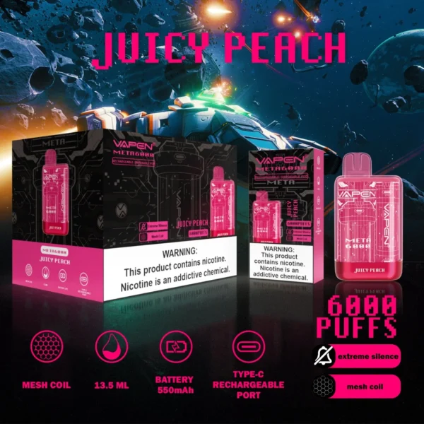 VAPEN Meta 6000 Puffs 2% 5% Перезаряжаемые одноразовые ручки для электронных сигарет с низким содержанием никотина, оптовая покупка оптом - HelpVape - 6