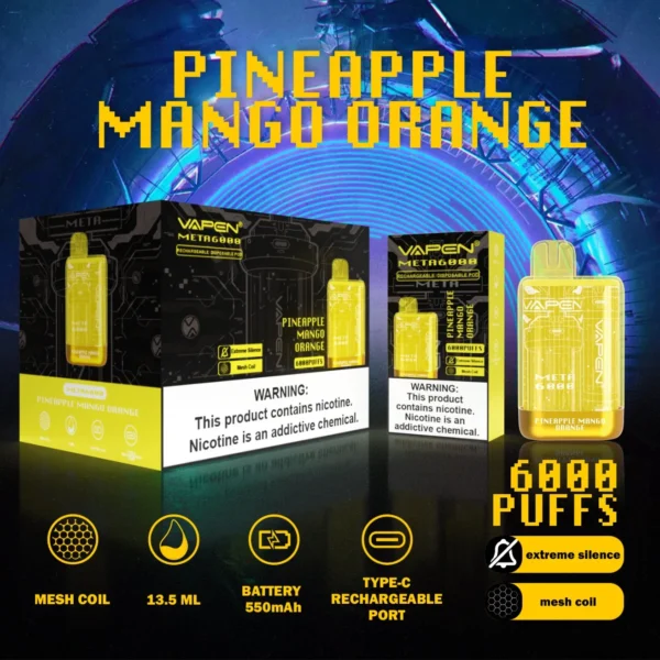 VAPEN Meta 6000 Puffs 2% 5% Аккумуляторная одноразовая ручка для вейпов с низким содержанием никотина, оптовая покупка оптом - HelpVape - 4