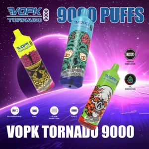 VOPK Tornado 9000 Puffs 0% 2% 3% 5% Low Nicotine Rechargeable Disposable Vapes Pen Bulk Buy Wholesale