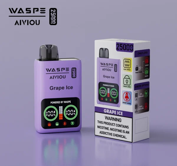WASPE 25000 PUFFS Dual Mesh Box 0% 2% 5% LED-display med låg nikotinhalt Uppladdningsbar disponibel vapes Penna Bulk Köp grossist - HelpVape - 3