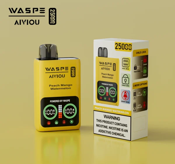 WASPE 25000 PUFFS Dual Mesh Box 0% 2% 5% LED-display med låg nikotinhalt Uppladdningsbar disponibel vapes Penna Bulk Köp grossist - HelpVape - 9