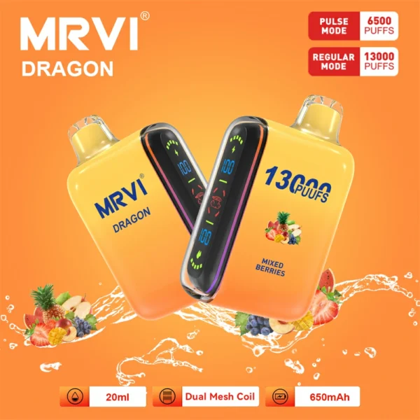MRVI Dragon 13000 Puffs с двойным сетчатым цифровым экраном 2% 5% Перезаряжаемые одноразовые ручки для электронных сигарет с низким содержанием никотина. Купить оптом - HelpVape - 10