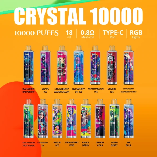 Uwin Crystal 10000 Puffs 0% 2% 3% 5% Low Nicotine Rechargeable Disposable Vapes Pen Bulk Buy Wholesale - HelpVape - 1