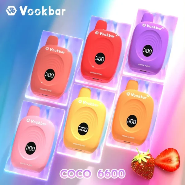 Vookbar Coco 6600 Puffs Ecran digital inteligent 3% Low Nicotina Reincarable Vapes Pen vrac Cumpărați cu ridicata - HelpVape - 1
