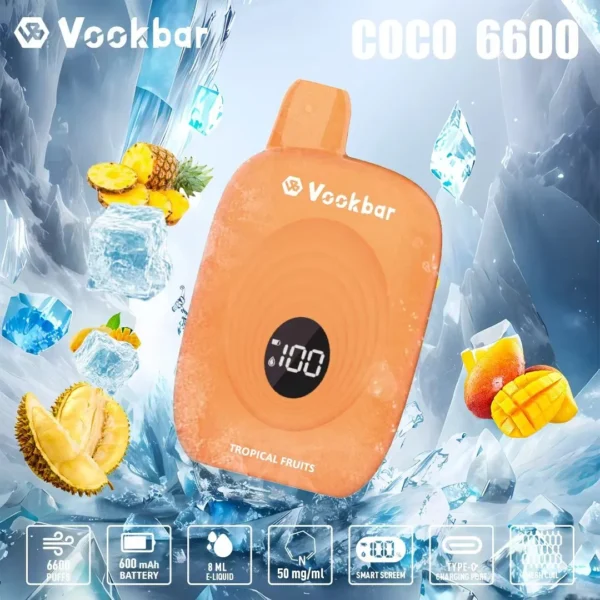 Vookbar Coco 6600 Puffs Ecran digital inteligent 3% Low Nicotine Reincarable Vapes Pen vrac Cumpărați cu ridicata - HelpVape - 3