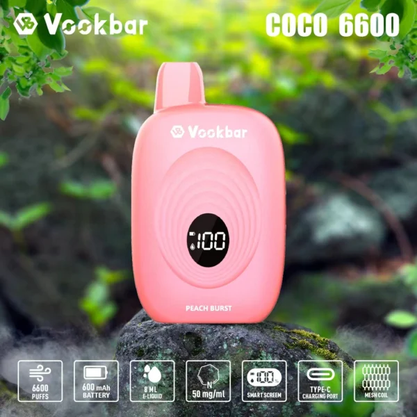 Vookbar Coco 6600 Puffs Ecran digital inteligent 3% Low Nicotine Reincarable Vapes Pen vrac Cumpărați cu ridicata - HelpVape - 5