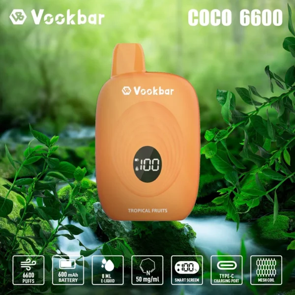 Vookbar Coco 6600 Puffs Ecran digital inteligent 3% Stilo de vape reîncărcabil de unică folosință cu conținut scăzut de nicotină Cumpărați cu ridicata - HelpVape - 7