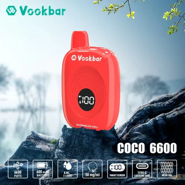 Vookbar Coco 6600 Puffs Ecran digital inteligent 3% Low Nicotina Reincarable Vapes Pen vrac Cumpărați cu ridicata - HelpVape - 8