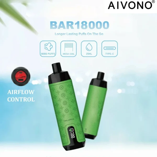AIVONO Deluxe Bar 18000 Puffs Кальян с цифровым экраном 0% 2% 3% 5% Перезаряжаемые одноразовые ручки для электронных сигарет с низким содержанием никотина Купить оптом - HelpVape - 1